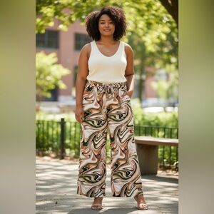 Eloquii Multicolor Swirl Wide Leg Pants